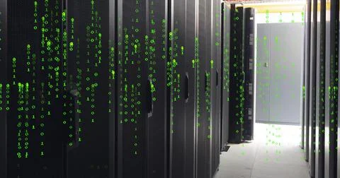 Image of binary coding data processing over computer servers 스톡 사진