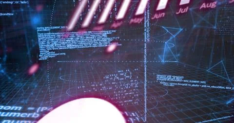 Image of binary coding digital data processing and connections over black Stock Illustration