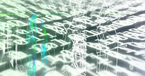 Image of binary coding numbers changing over networks of connections イラスト素材