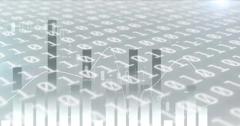 Image of binary coding over financial data processing 스톡 일러스트