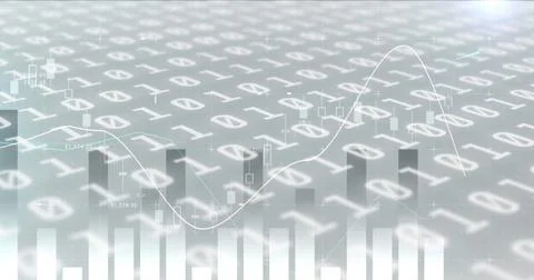 Image of binary coding over financial data processing Stock Photos