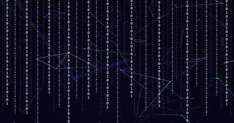 Image of binary coding over network of connections Stockillustratie