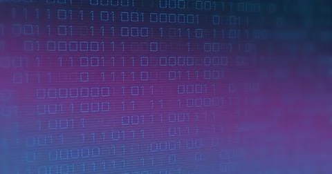 Image of binary coding over purple background 스톡 일러스트