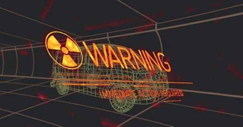 Image of binary coding processing over online icons and spinning status data on Stock Photos