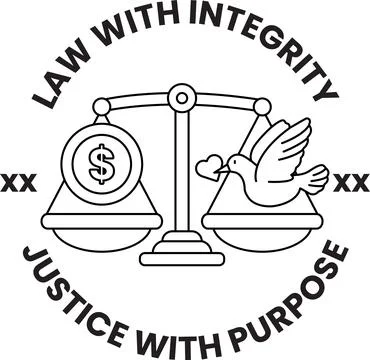 The image is a black and white logo that says "Law with Integrity" Stock Illustration
