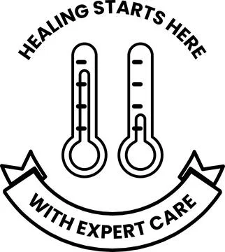 The image is a black and white logo for a company that provides expert care Stock Illustration