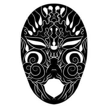 Image of a black mask with patterns. Festive subjects. Vector illustration. Hand Stock Illustration