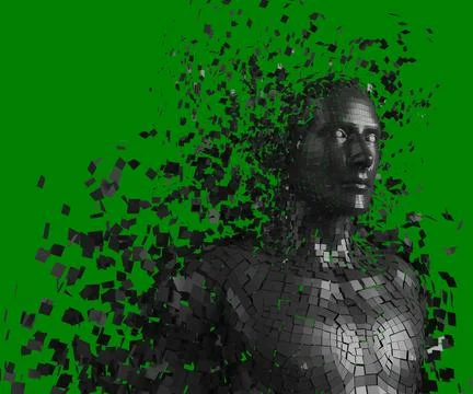 Image of black pixels forming 3d male avatar Ilustração Stock