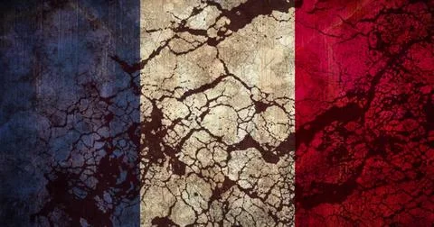 Image of black shapes moving over flag of france Illustrazione stock