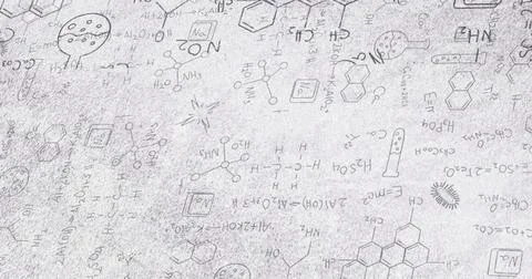 Image of black structural formulae of chemical compounds on white Stock Illustration