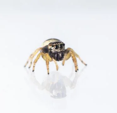 Image of bleeker's jumping spider (Euryattus bleekeri) on white background. I Stock Photos