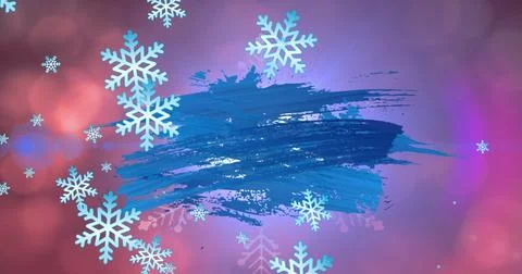 Image of blue abstract pattern, lens flare, looping snowflakes and bokeh effect Stock Photos