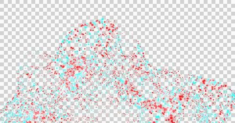 Image of blue and red spots moving over transparent background Ilustração Stock