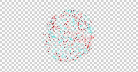 Image of blue and red spots moving over transparent background Ilustração Stock