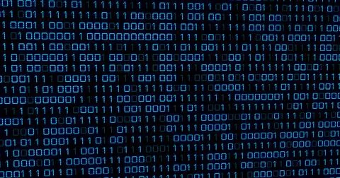 Image of blue binary code changing on black background Stock Illustration