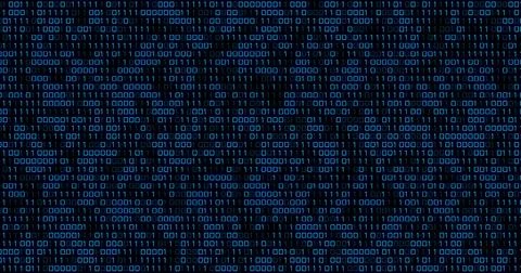 Image of blue binary code changing on black background Stock Illustration