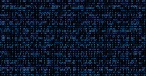 Image of blue binary code changing on black background Stock Illustration