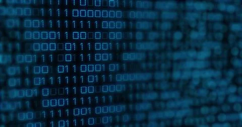 Image of blue binary code changing on black background Stock Illustration