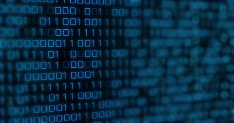 Image of blue binary code changing on black background Stock Illustration