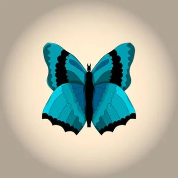 Image of a blue butterfly-demon. Vector illustration. Hand drawing. Stock Illustration