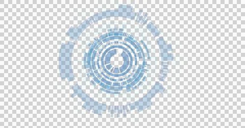 Image of blue circular interfaces spinning over transparent background Ilustração Stock