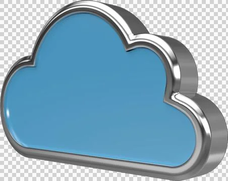 Image of blue cloud symbol with chrome metal edges 스톡 일러스트