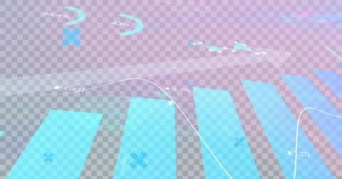 Image of blue crosses over data processing on graphs, and financial interface Stock Illustration