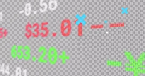 Image of blue crosses over data processing on graphs, and financial interface Stock Illustration