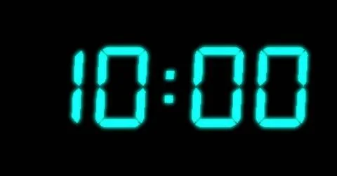 Image of blue digital clock timer changing on black background Illustrazione stock