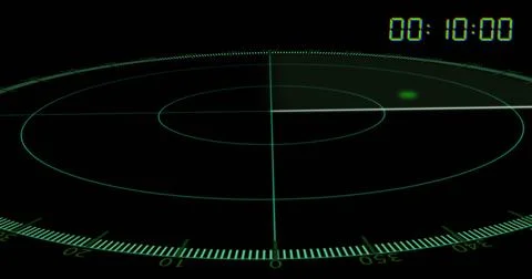 Image of blue digital clock timer changing over scope on black background Stock Illustration