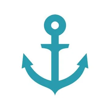 Image of blue flat anchor isolated on white background. Image of blue flat... Foto stock