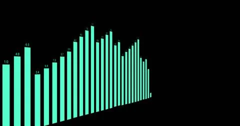 Image of blue graph processing data on black background Foto stock