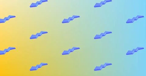 Image of blue lightning icons repeated on yellow and green background Stock Photos