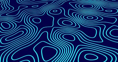 Image of blue line trails moving in hypnotic motion on seamless loop on blue Stock Illustration