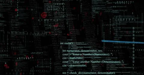 Image of blue lines and red cursors over layers of data processing on black Illustrazione stock