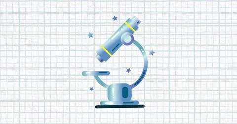 Image of blue microscope over white background Illustrazione stock