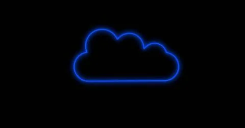 Image of blue neon cloud icon flickering on black background Stock Illustration