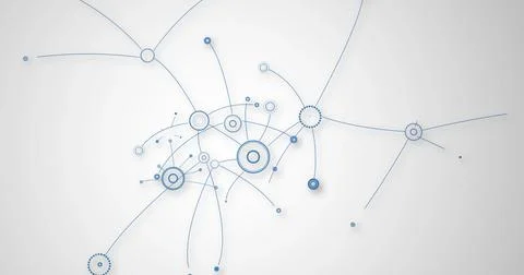 Image of blue network of connections with spots over grey background イラスト素材