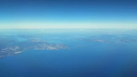 Image of the blue planet, seen from above the northern west coast of the Un.. Video stock 329336744