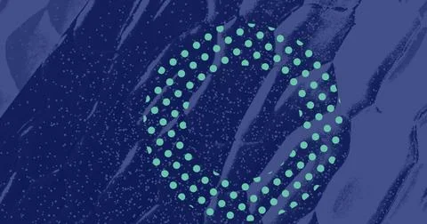 Image of blue polka dot ring over moving blue textured background Stock Illustration