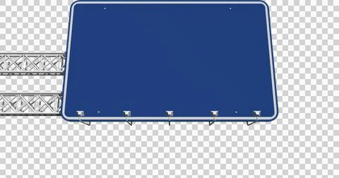 Image of blue, rectangular blank motorway sign with copy space and lights Stock Photos