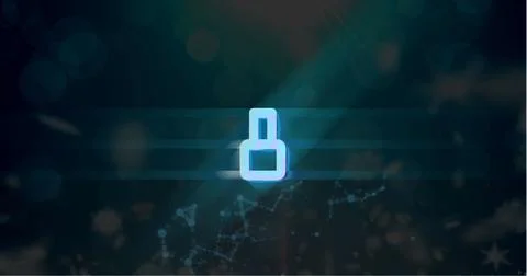 Image of blue retro digital number eight in countdown with screen flare on black Stock Illustration