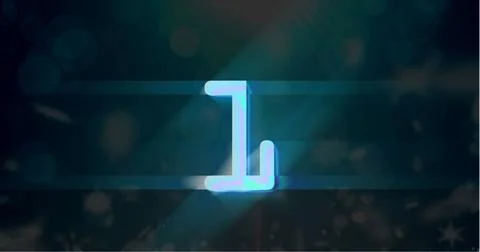 Image of blue retro digital number one in countdown with screen flare on black Stock Illustration