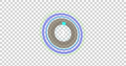 Image of blue scopes scanning with percent number growing over transparent Ilustração Stock