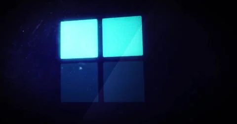Image of blue squares loading and data processing over dark background Stock Photos