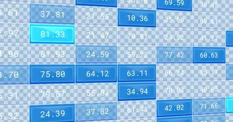 Image of blue table with stock market over transparent background Ilustração Stock