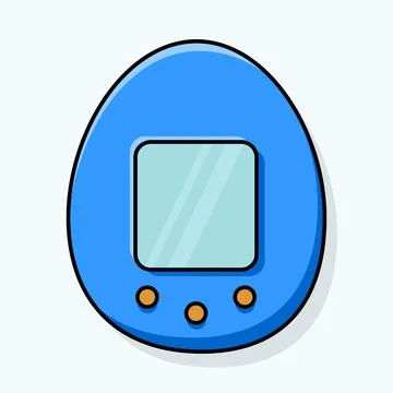 Image of a blue tamagotchi. Vector illustration. Stock Illustration
