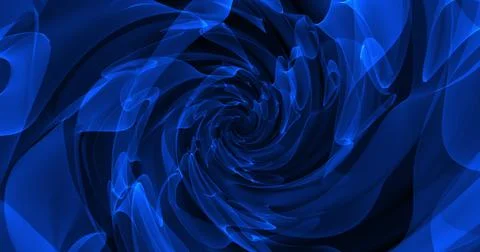 Image of blue translucent clouds of smoke spinning on black background Stock Illustration