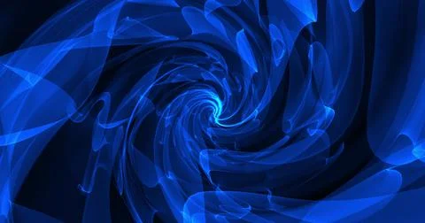Image of blue translucent clouds of smoke spinning on black background Stock Illustration