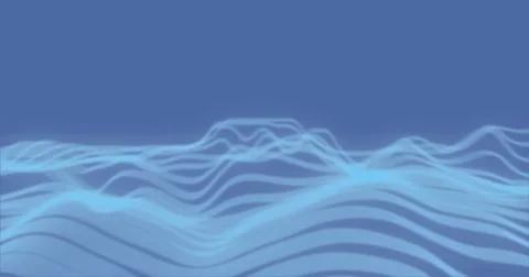 Image of blue waves of data processing over blue background Stock Illustration